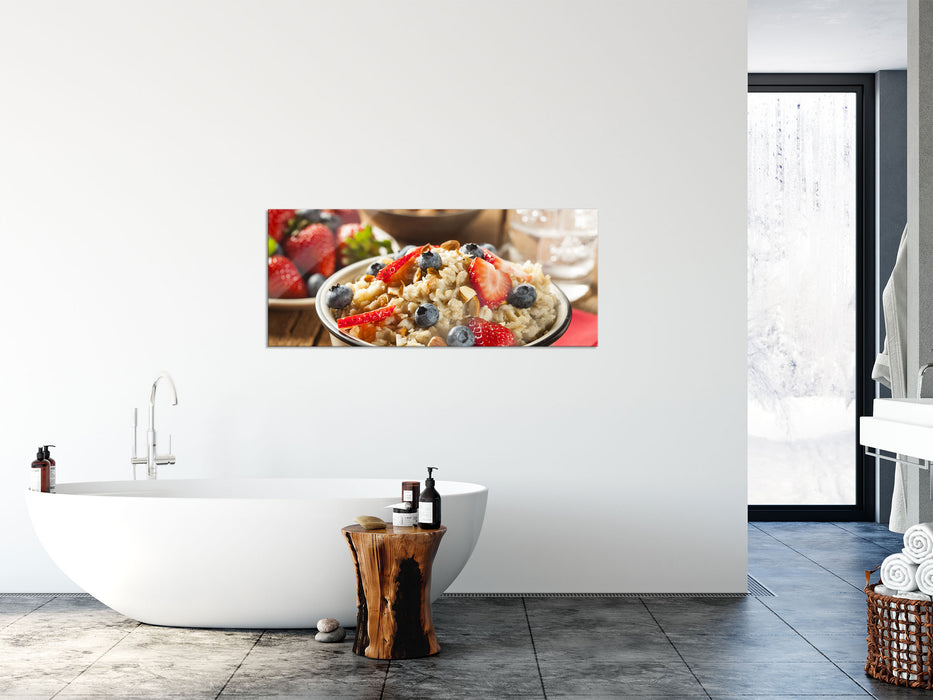 Gesundes Beeren Müsli, Glasbild Panorama