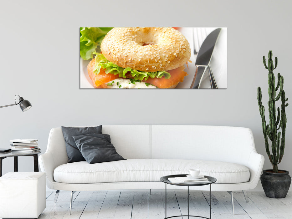 Frischer Lachs Beagle, Glasbild Panorama