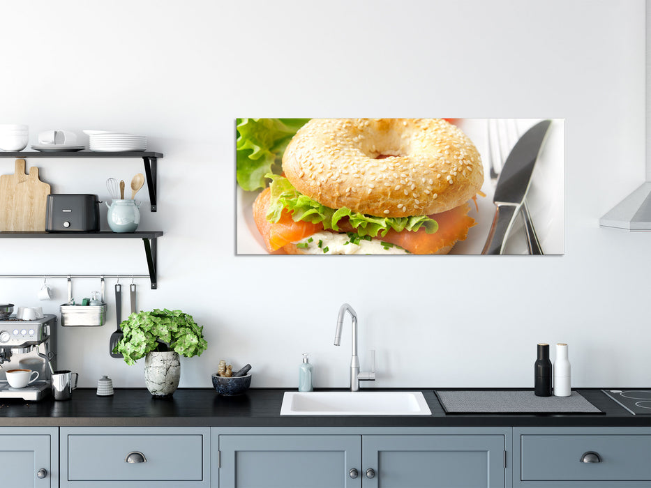 Frischer Lachs Beagle, Glasbild Panorama