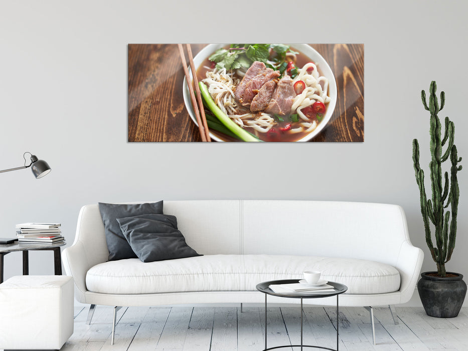 Japanische Brühe Miso, Glasbild Panorama