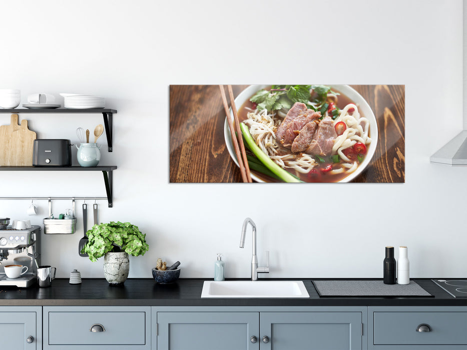 Japanische Brühe Miso, Glasbild Panorama