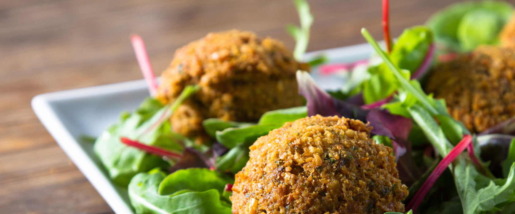 Panierte Fleischbälle, Glasbild Panorama