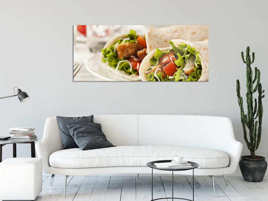 Super Frische Wraps, Glasbild Panorama