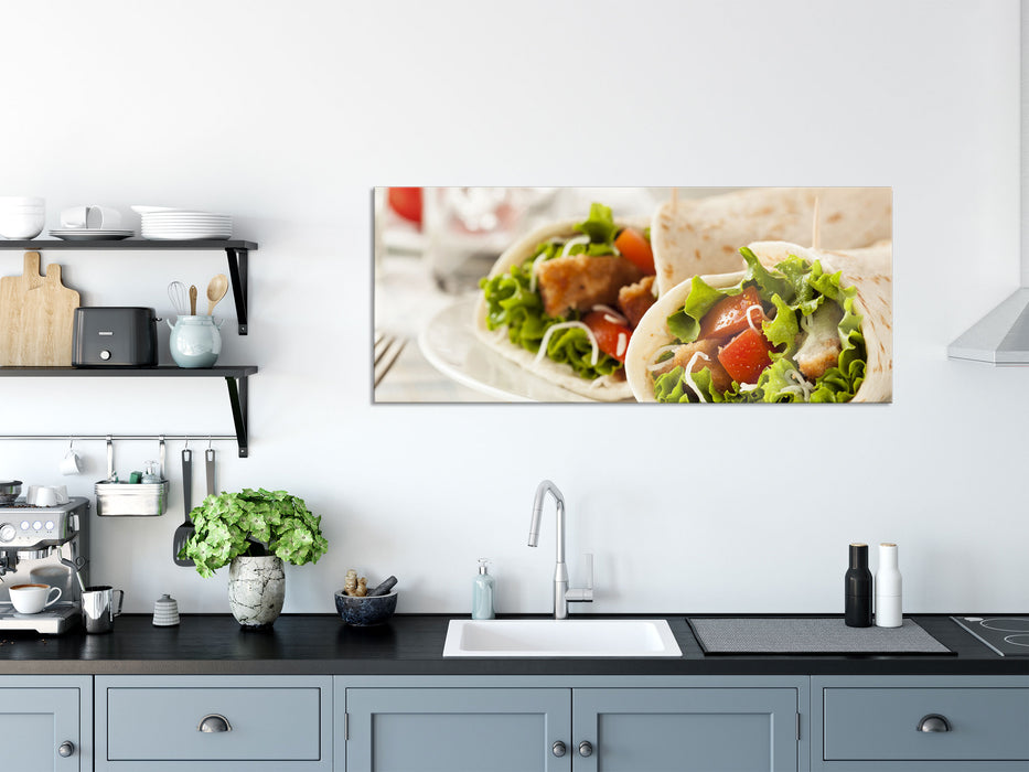 Super Frische Wraps, Glasbild Panorama