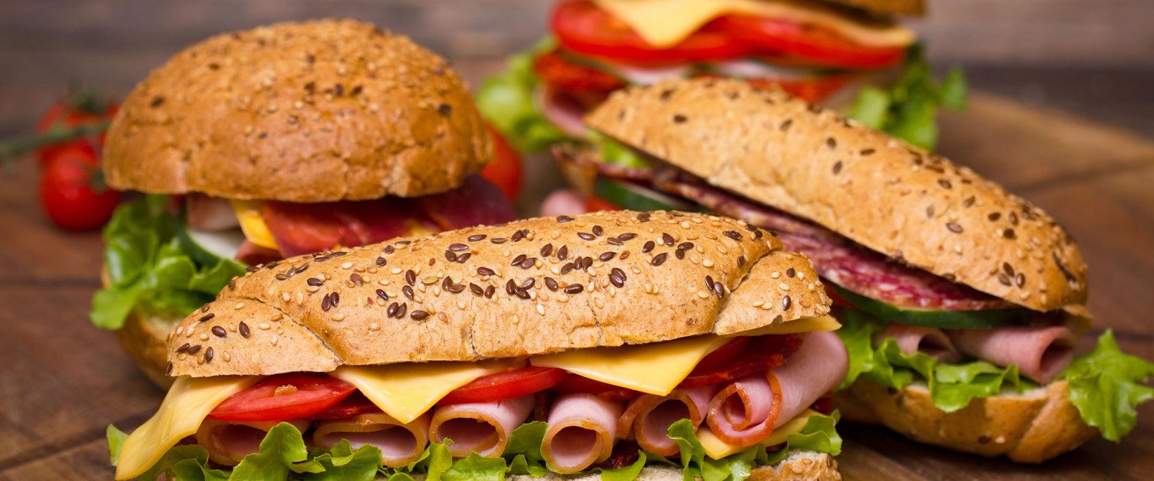 Köstliche Sandwiches, Glasbild Panorama