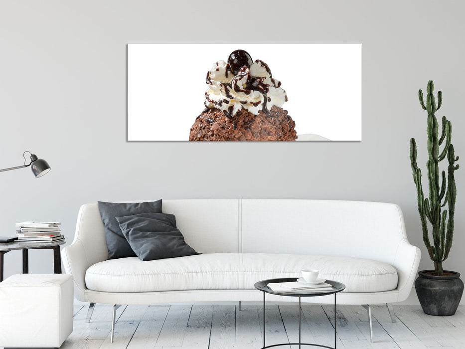 Schokoladeneis, Glasbild Panorama