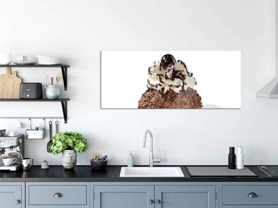 Schokoladeneis, Glasbild Panorama