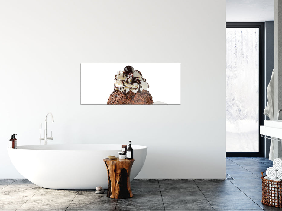 Schokoladeneis, Glasbild Panorama