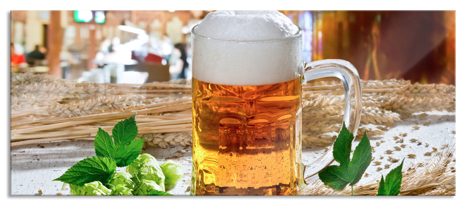 Pixxprint Deutsches frisches Bier, Glasbild Panorama