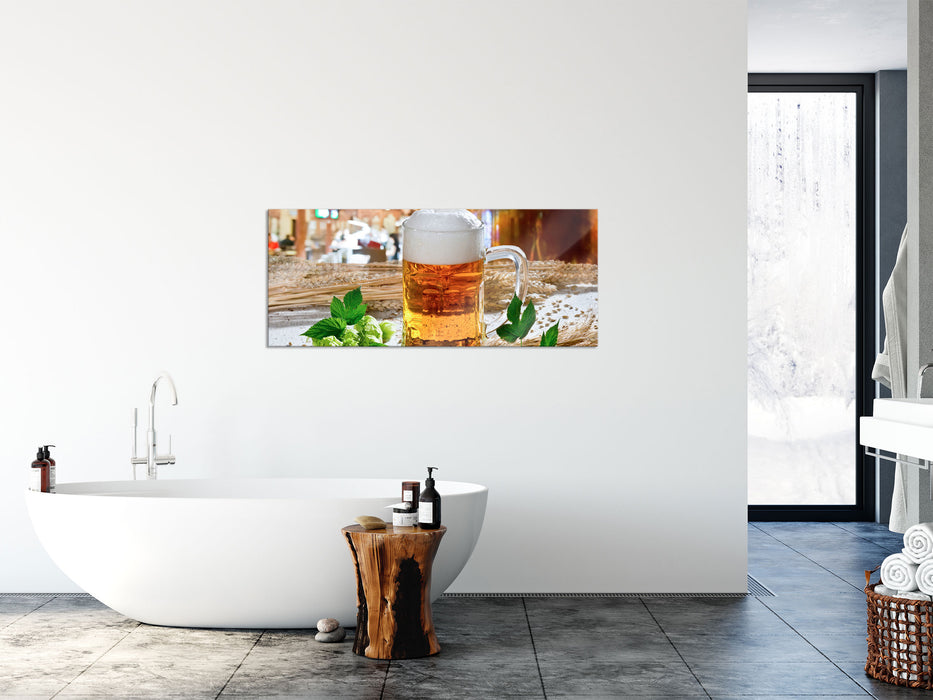 Deutsches frisches Bier, Glasbild Panorama