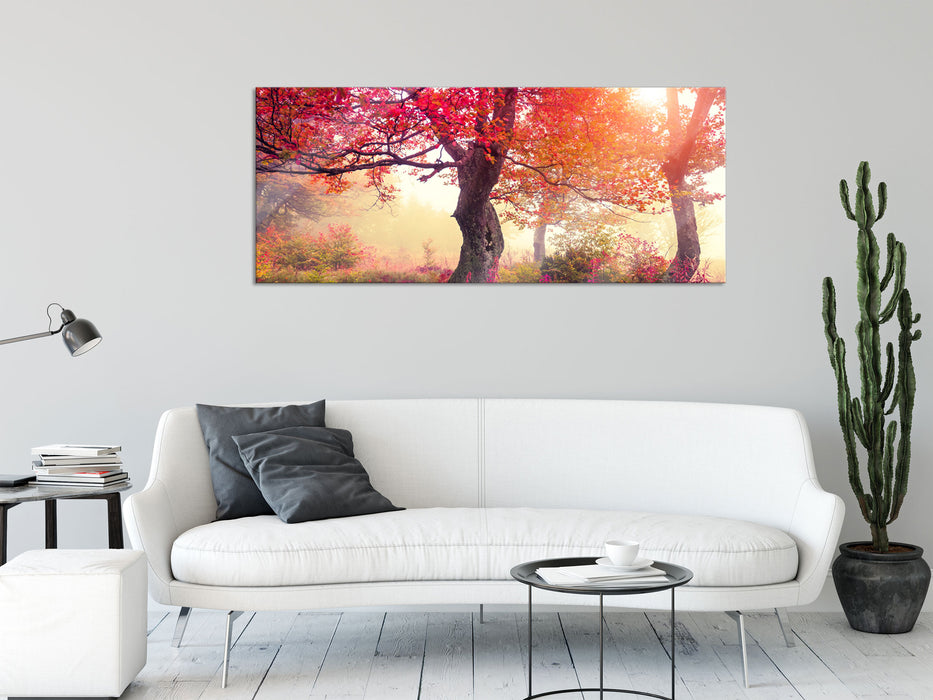 Traumhafte Herbstlandschaft, Glasbild Panorama