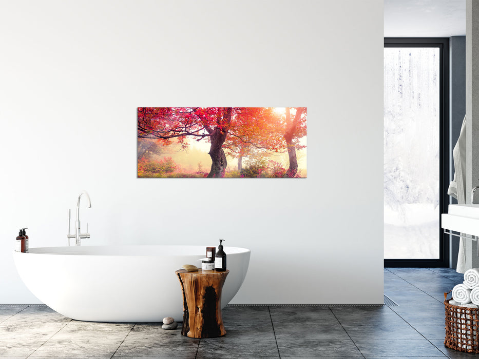 Traumhafte Herbstlandschaft, Glasbild Panorama