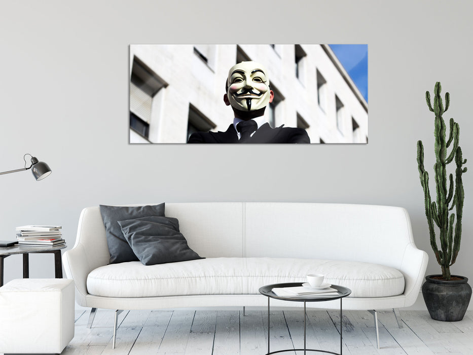 Anonymus Maske, Glasbild Panorama