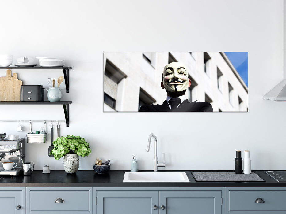 Anonymus Maske, Glasbild Panorama