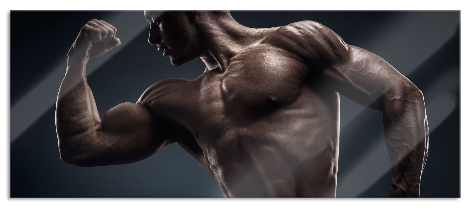 Pixxprint Starker Bodybuilder, Glasbild Panorama