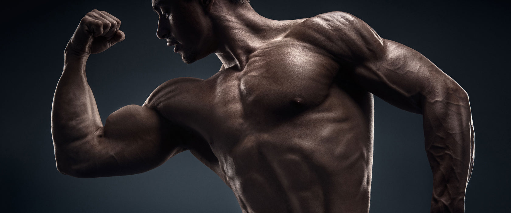 Starker Bodybuilder, Glasbild Panorama