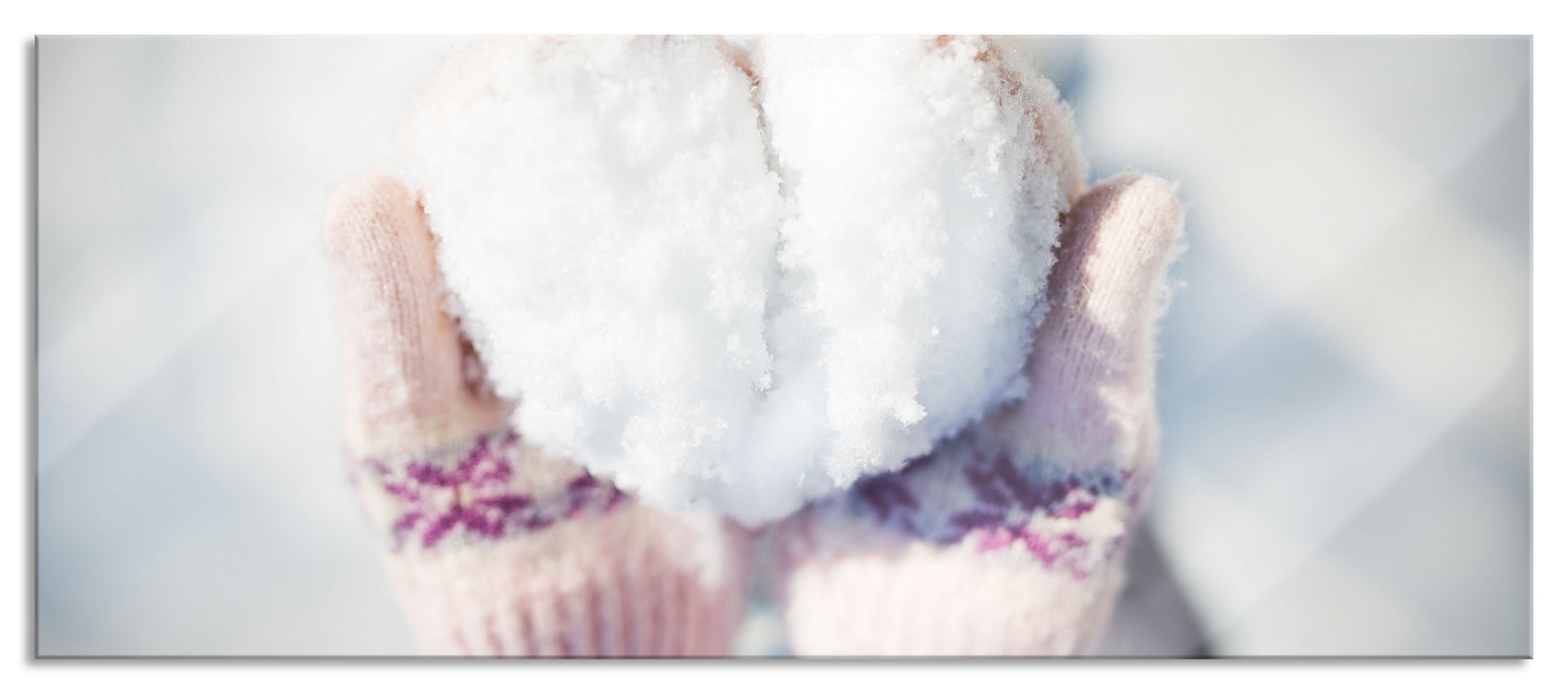 Pixxprint Herz aus Schnee, Glasbild Panorama