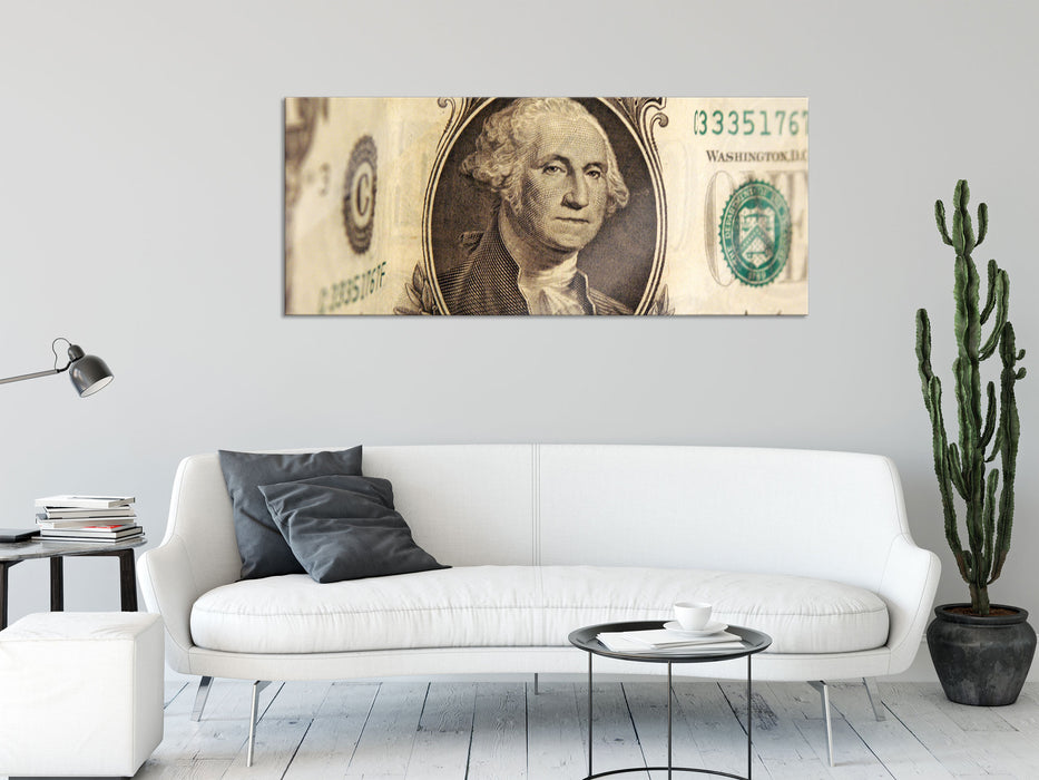 Geldschein Dollar, Glasbild Panorama