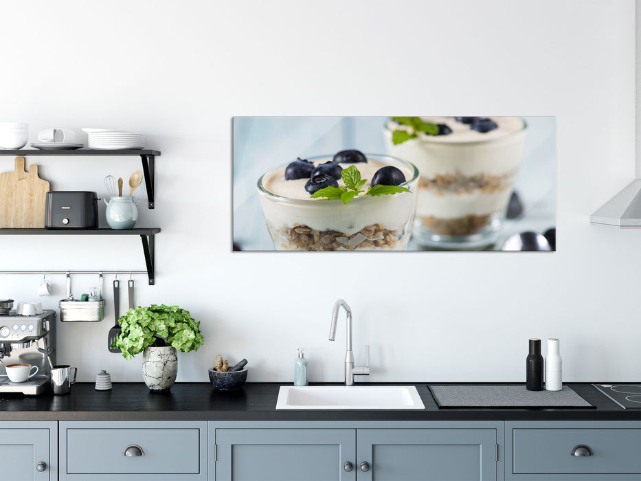 Leckerer Nachtisch, Glasbild Panorama