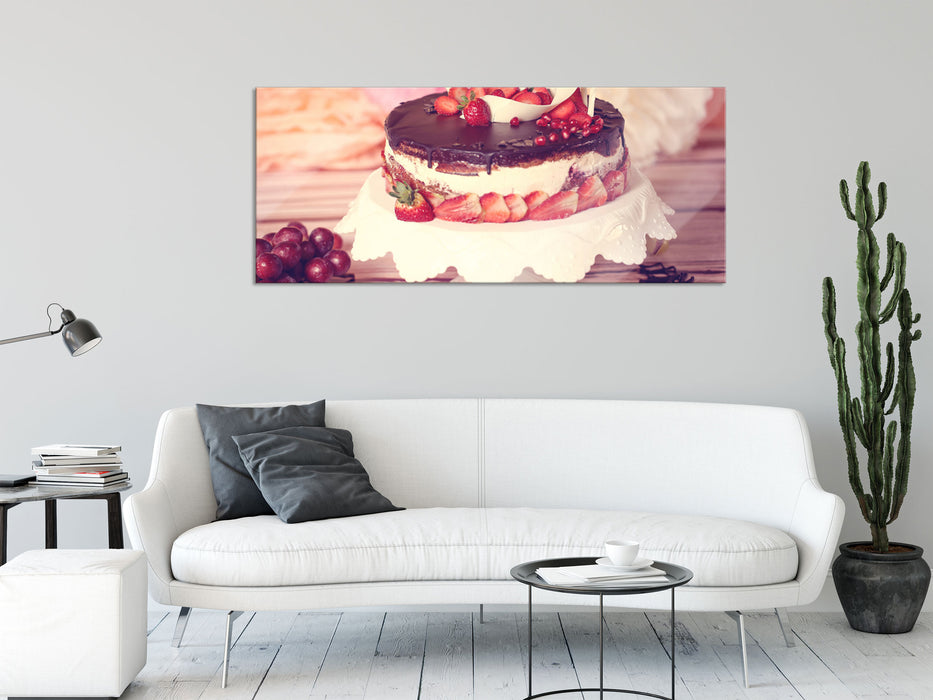 Köstliche Erdbeertorte, Glasbild Panorama
