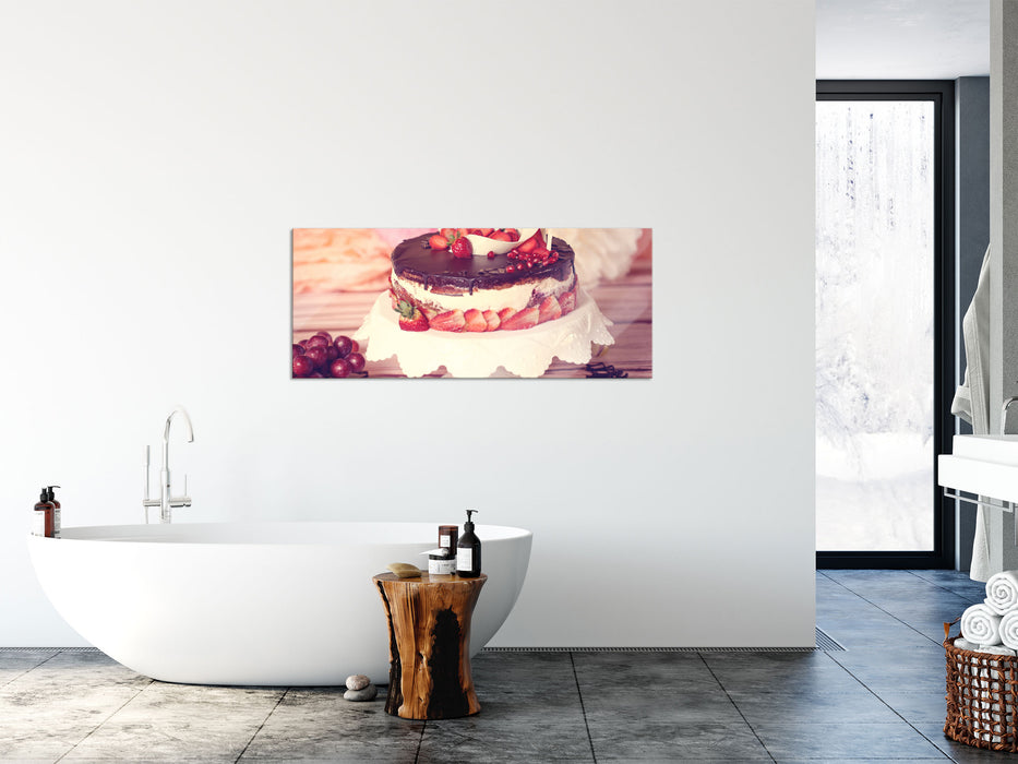 Köstliche Erdbeertorte, Glasbild Panorama