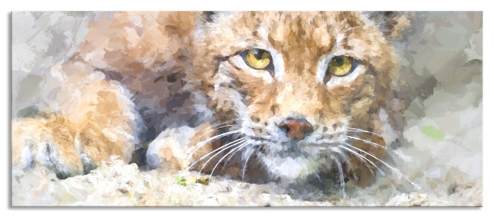 Pixxprint wachsamer Luchs, Glasbild Panorama