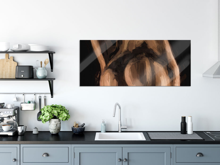 Knackiger Frauen Po mit Strapsen, Glasbild Panorama