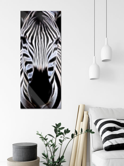 Zebra Porträt, Glasbild Panorama