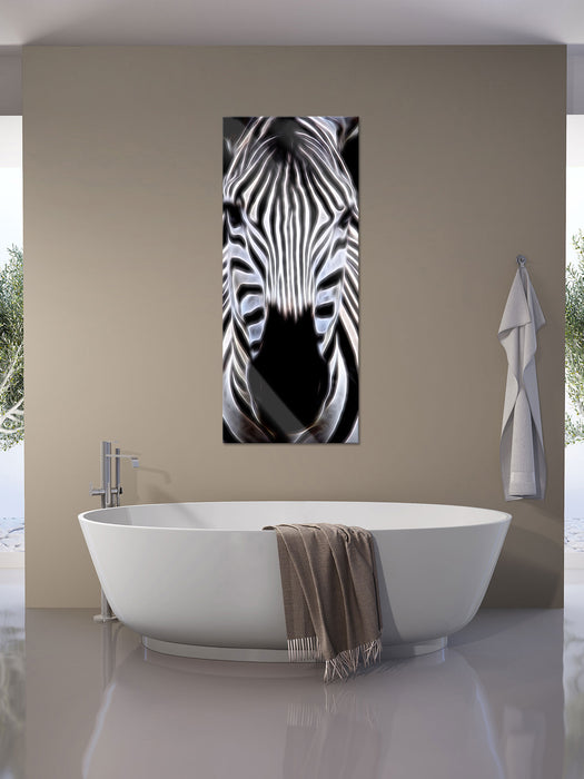 Zebra Porträt, Glasbild Panorama