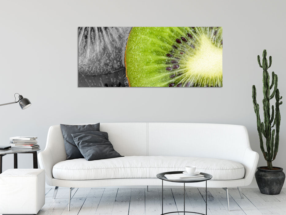 schöne Kiwi Scheiben, Glasbild Panorama
