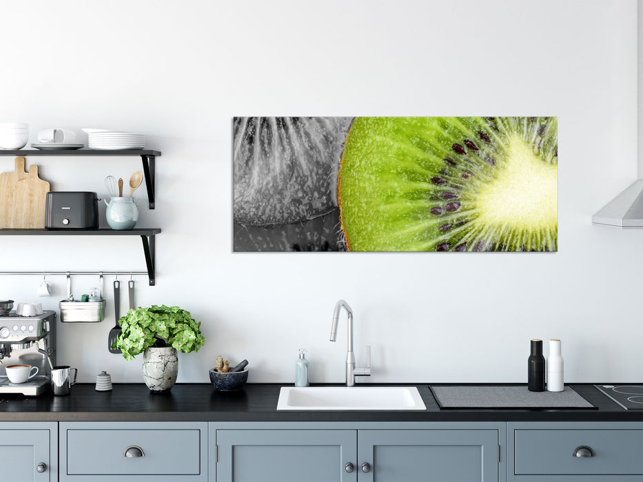 schöne Kiwi Scheiben, Glasbild Panorama