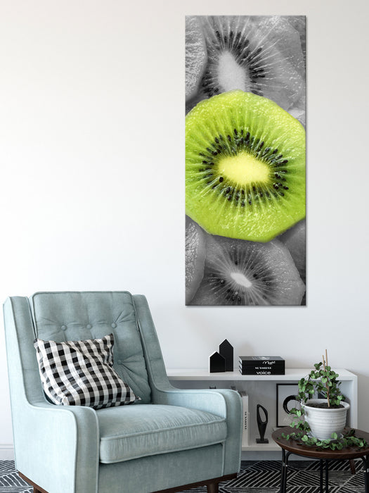 saftige Kiwi Scheiben, Glasbild Panorama