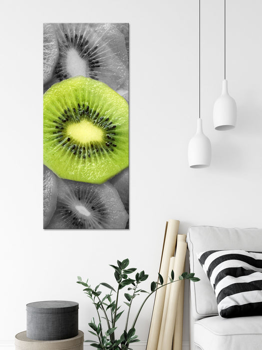 saftige Kiwi Scheiben, Glasbild Panorama