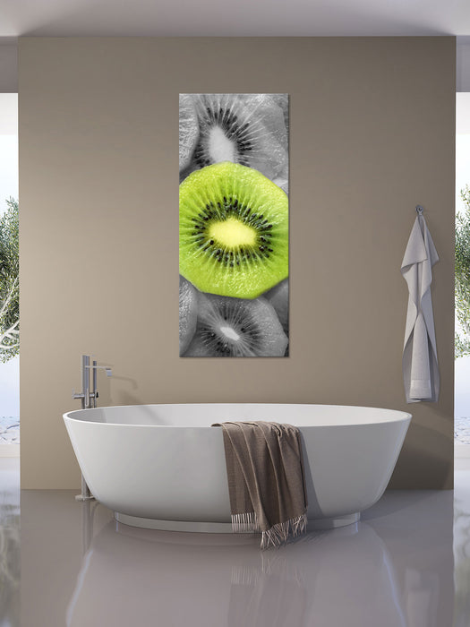 saftige Kiwi Scheiben, Glasbild Panorama