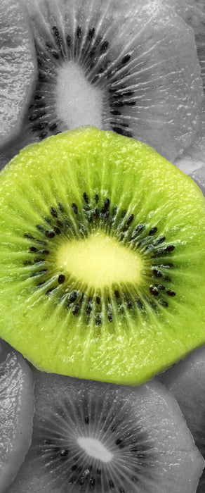 saftige Kiwi Scheiben, Glasbild Panorama