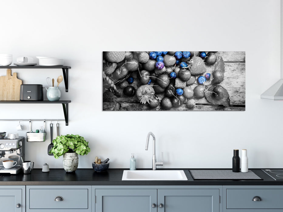 Früchtetraum mit Beeren, Glasbild Panorama