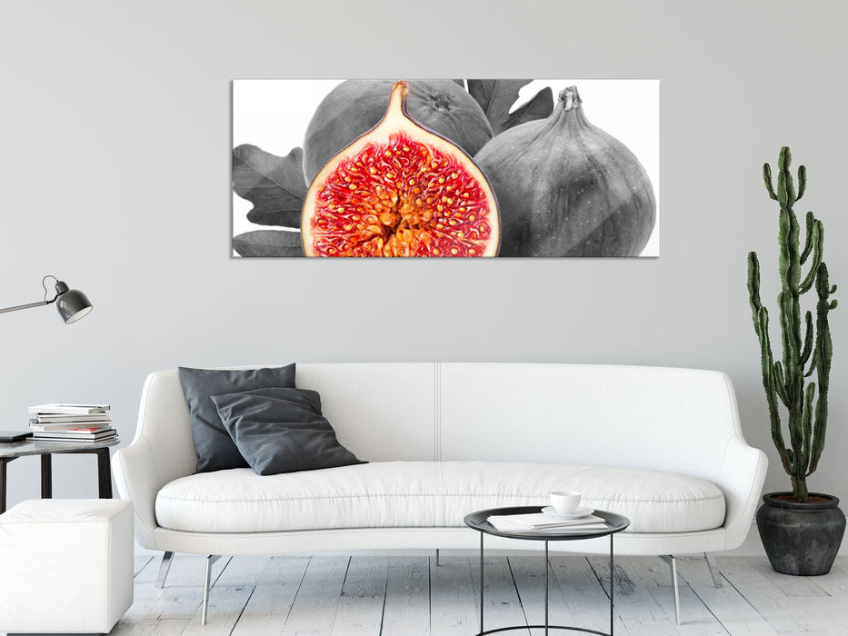 aufgeschnittene Feige, Glasbild Panorama