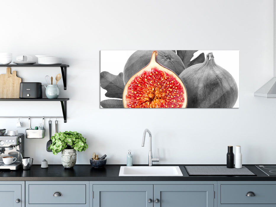 aufgeschnittene Feige, Glasbild Panorama