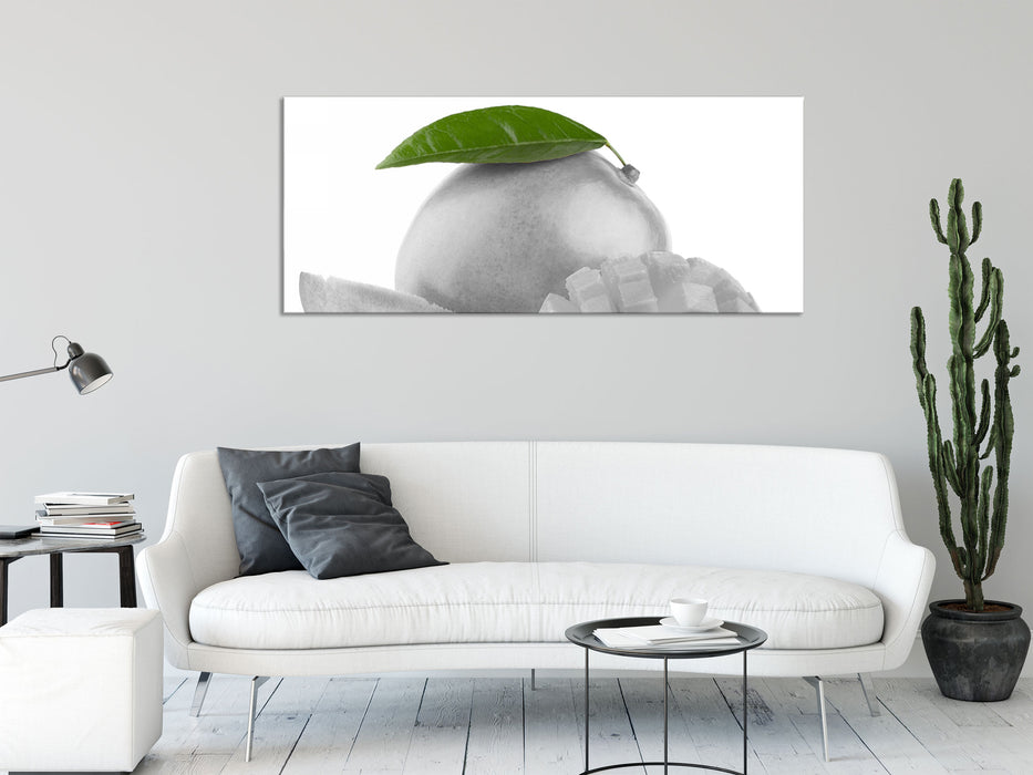 saftige aufgeschnittene Mango, Glasbild Panorama