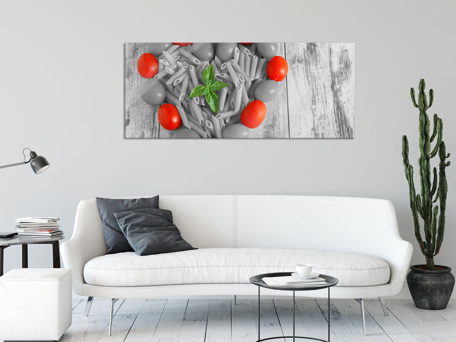 Herz Pasta, Glasbild Panorama