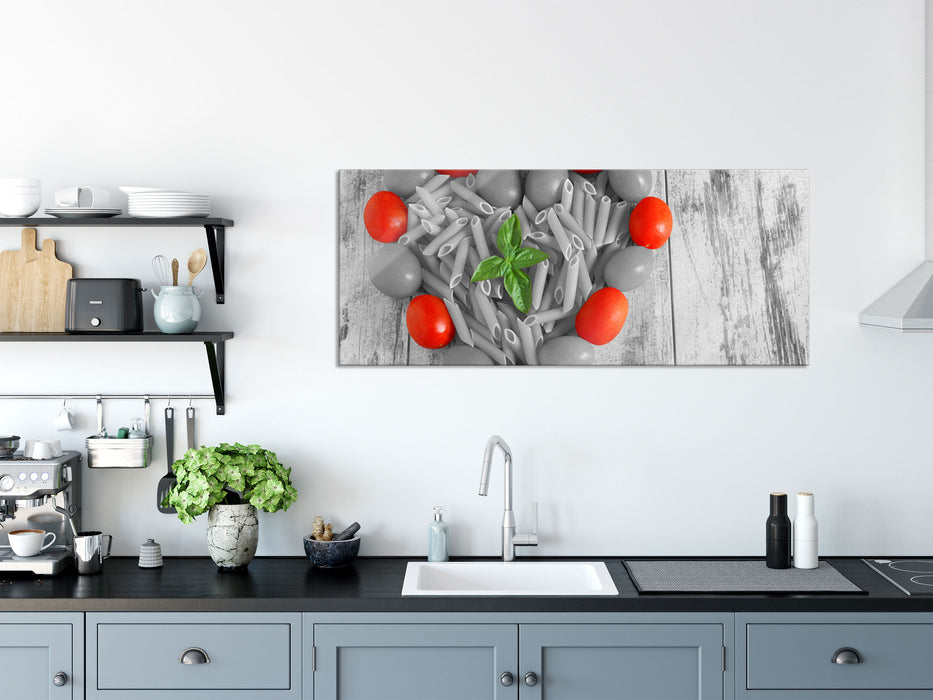 Herz Pasta, Glasbild Panorama