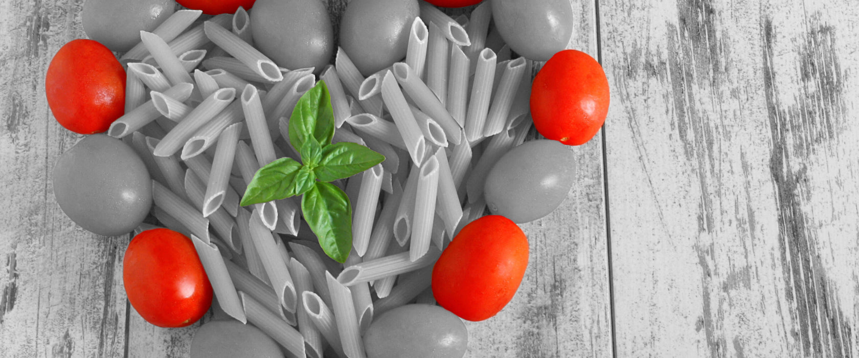 Herz Pasta, Glasbild Panorama