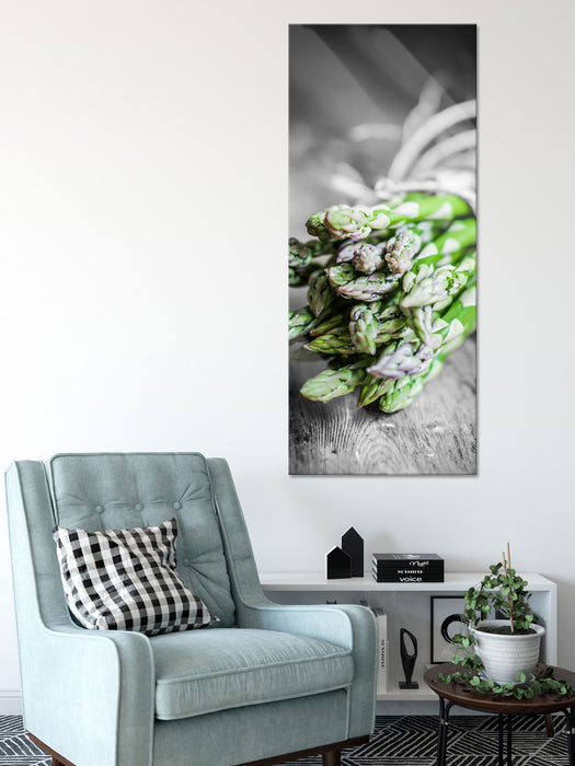 frischer gebundener Spargel, Glasbild Panorama