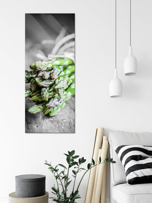 frischer gebundener Spargel, Glasbild Panorama