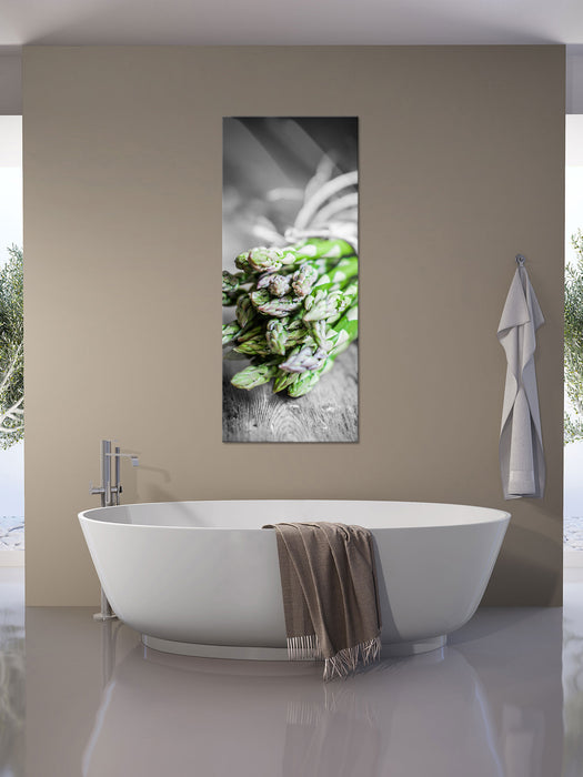 frischer gebundener Spargel, Glasbild Panorama