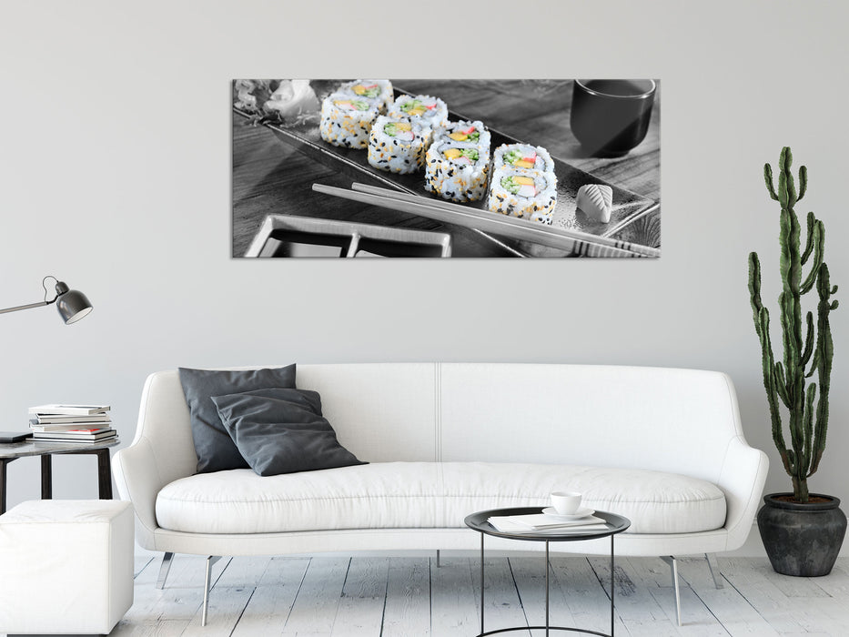 Inside Out Sushi Rollen, Glasbild Panorama