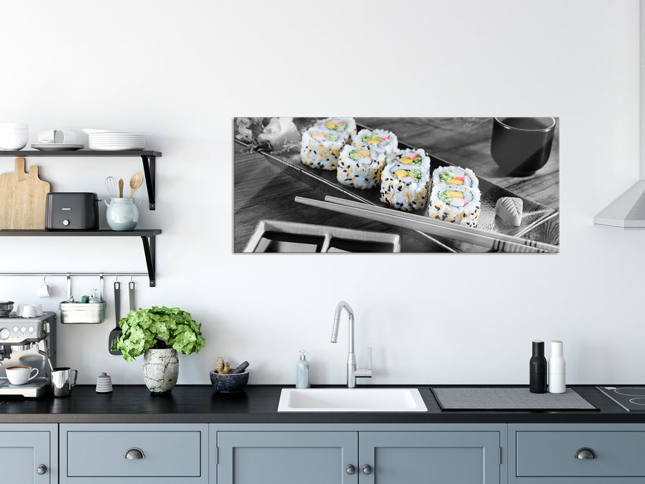 Inside Out Sushi Rollen, Glasbild Panorama