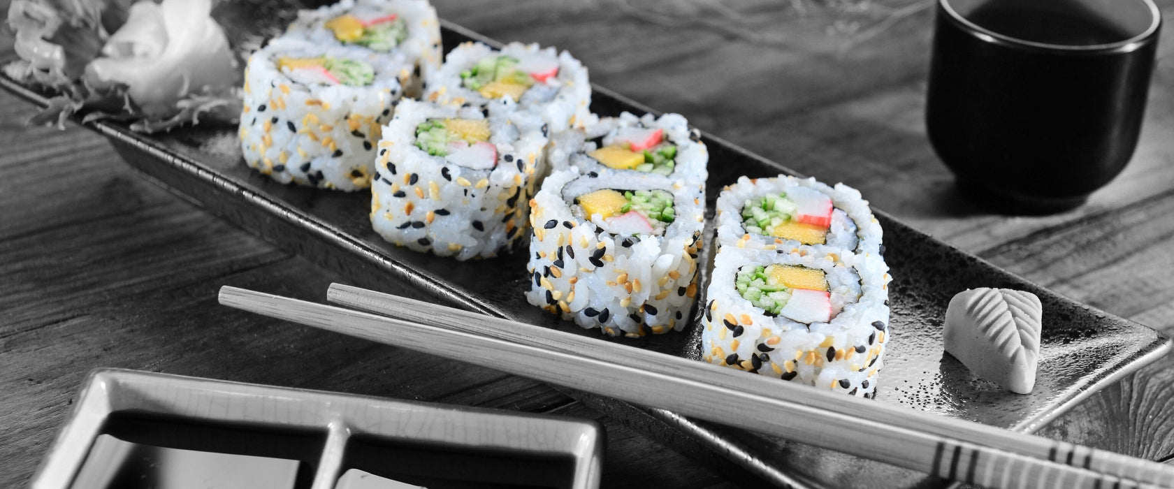 Inside Out Sushi Rollen, Glasbild Panorama