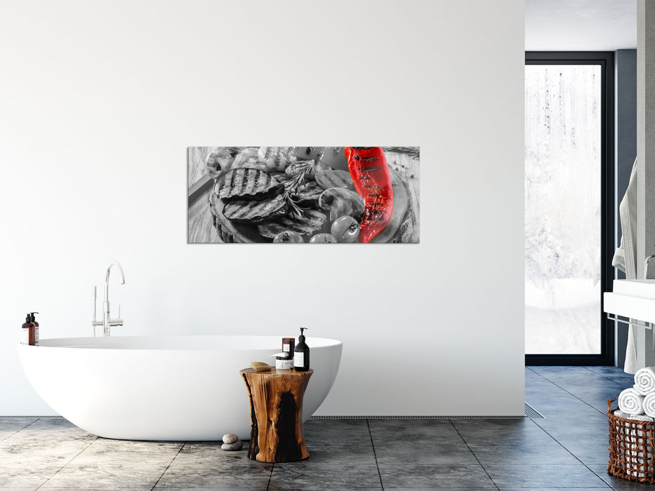 gegrilltes Gemüse, Glasbild Panorama