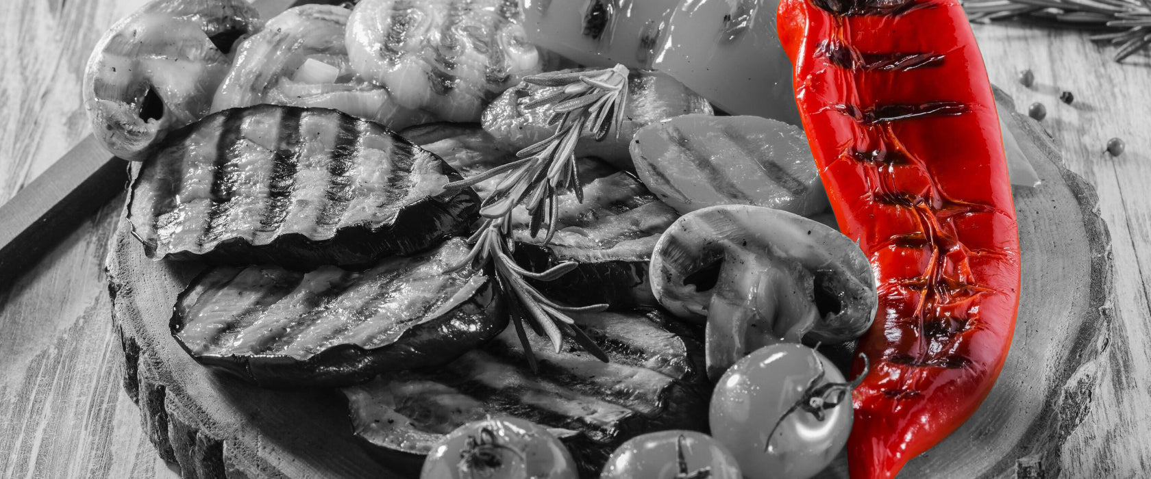 gegrilltes Gemüse, Glasbild Panorama